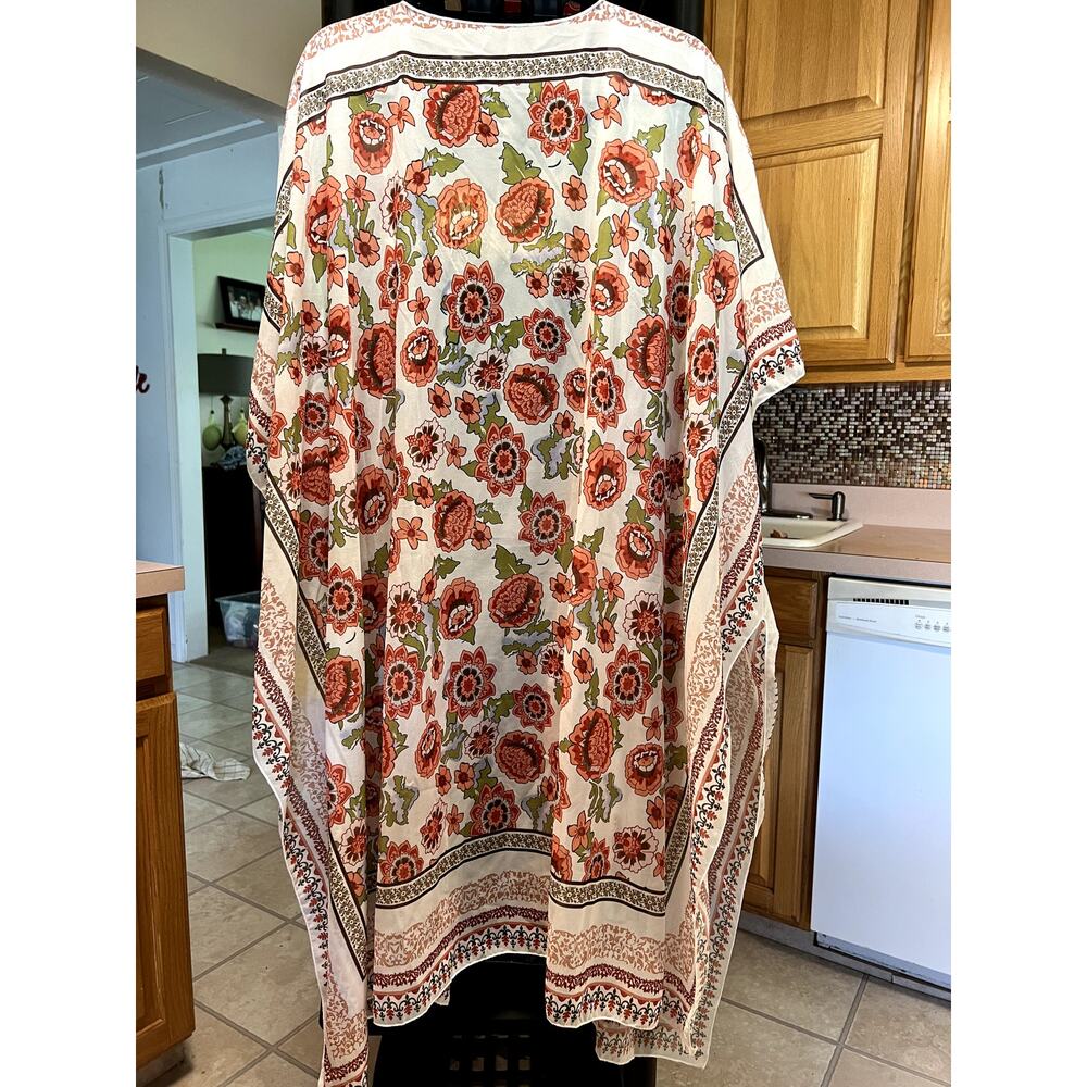 Kimono, loose sheer chiffon, floral, coverup, M, $20